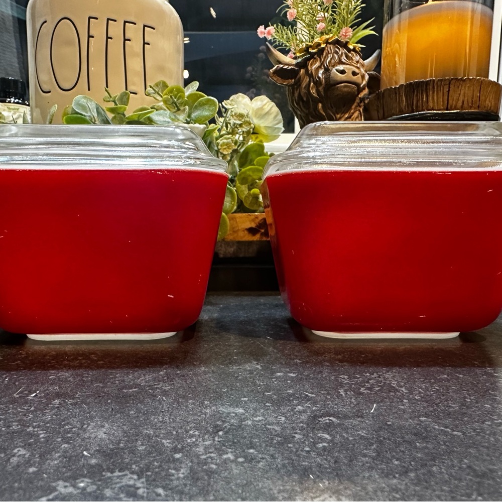 Pyrex Red and White Glassware